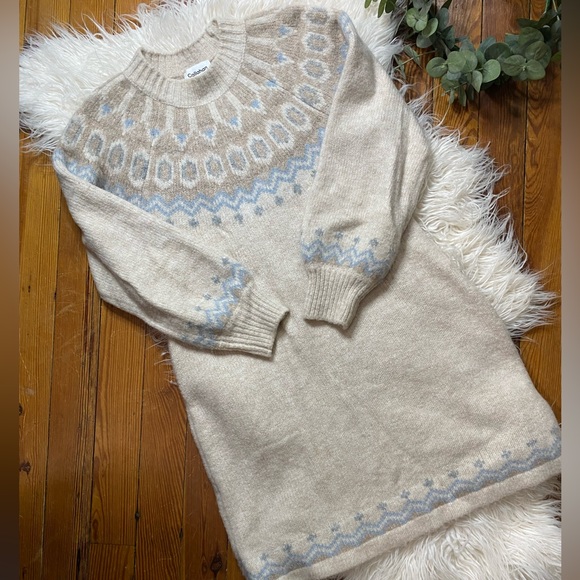 Anthropologie Puff-Sleeved Sweater Mini Dress - Picture 2 of 7